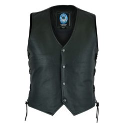 JOHNNY REB MENS PLENTY LEATHER VEST - BLACK SI-801