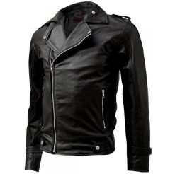 Attractive Men Zipper Black Rain Leather JacketSI-116