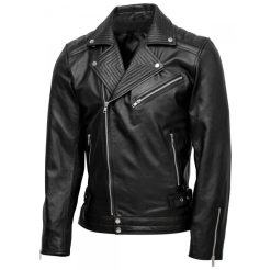 Men Quilted Biker Leather Jacket SI-109