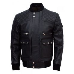 Work Wear Black Bomber Leather Jacket- Lavoro SI-205